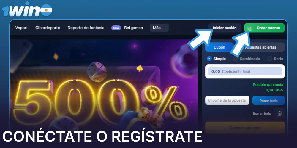 Conéctate o regístrate en 1win