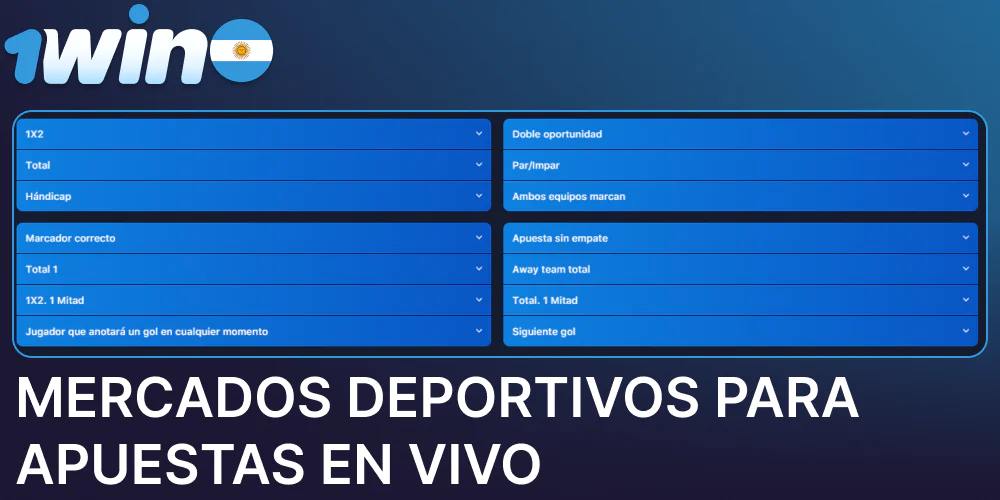 Mercados de apuestas deportivas en directo disponibles en 1win Argentina