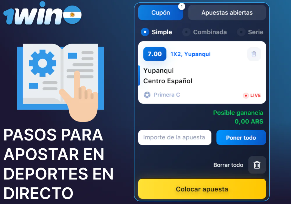 Instrucciones para apostar en deportes en directo en 1win Argentina